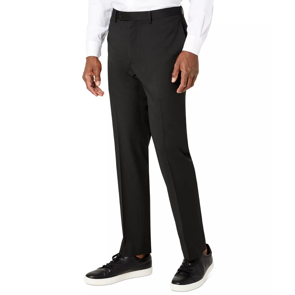 NWT Van Heusen Regular Fit Flat Front Dress Pants, Black, Men's 39W x 32L